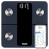 Vitafit Personenwaage Körperfettwaage mit APP 182kg, Professionelle Fabrik SEIT 2001, Waage Personen mit Bluetooth, Körperwaage Körperanalysewaage für Körperfett, BMI, Muskelmasse, Schwarz